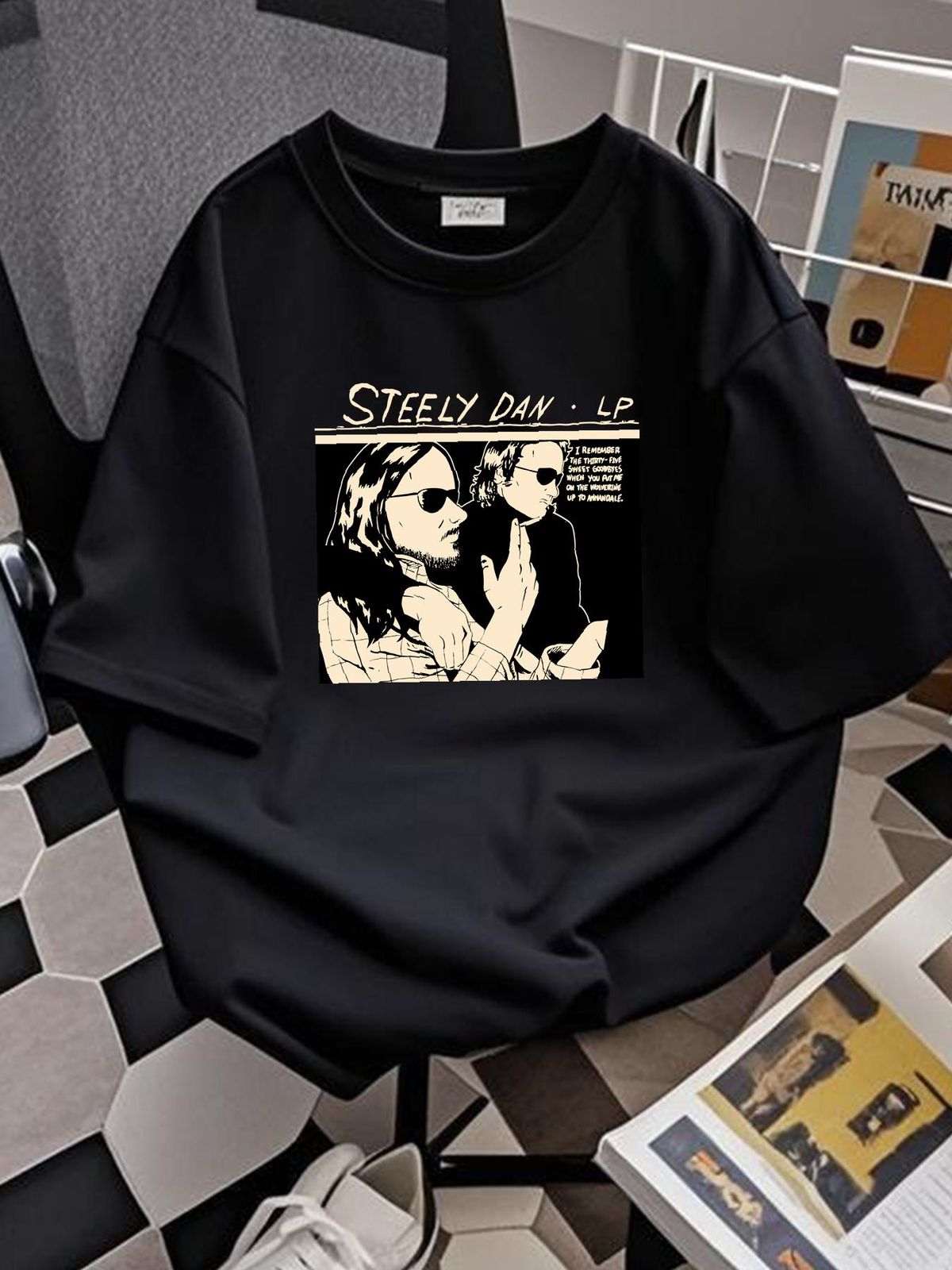 Steely Dan Band 90s Basic Black Retro T Shirt Unisex Shirt Cotton Tee H10006 Versatile Stylish Homme Graphic Summer Breathable_viptrois.com