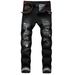 Loom Cross-Border Exclusive Foreign Trade Ripped European And American Fashion Slim Fit Trendy Straight Men's Jeans_viptrois.com
