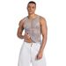 Men's Clothing Mesh Rhinestone Sexy Fishnet See Through Vest Party Nightclub Flash Diamond Top_viptrois.com