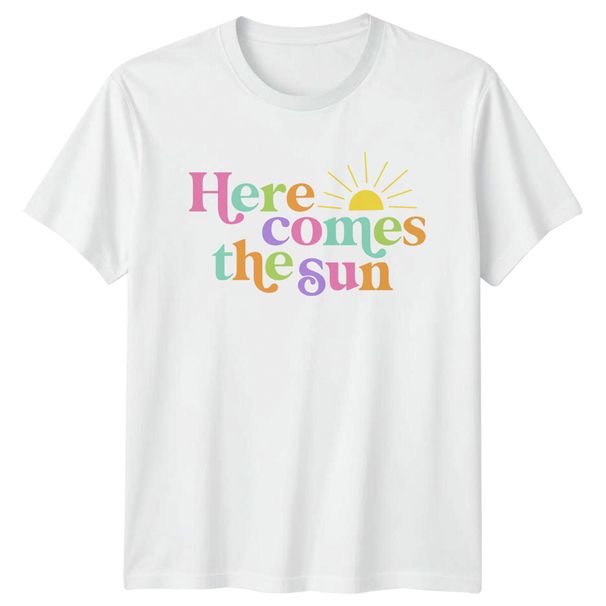 Here Comes The Sun Graphic Summer T-Shirt Mens Womens Tees Top_viptrois.com