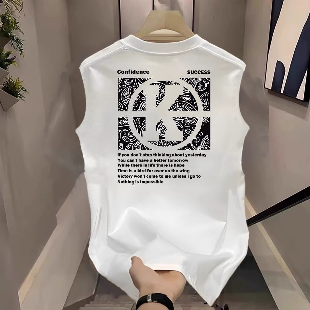 Men's Clothing Sports Vest Men's Summer Loose Outer Wear Sleeveless T Shirt Boys Casual Wide Shoulder Waistcoat Top_viptrois.com