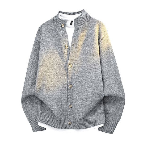 Nanxia Disguise Autumn New Loose Fit Thickened Stand Collar Youth Sports Style Knitted Sweater Jacket_viptrois.com