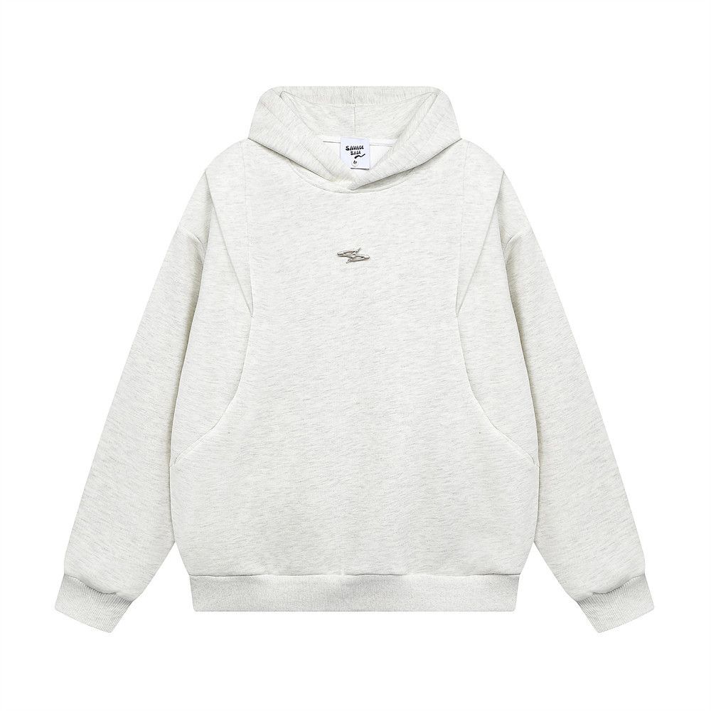 Men's Hooded Sweatshirt Trendy Brand High Street Niche Design Deconstructed Split Patchwork Solid Color Loose Pullover_viptrois.com