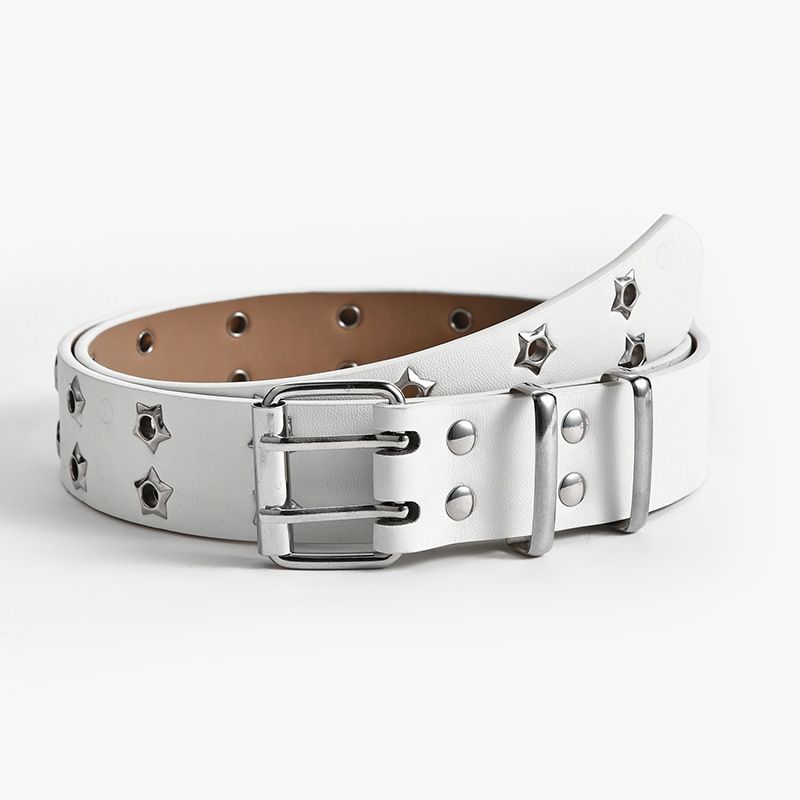 Subculture Decorative White Personality Belt Punk~ Jeans Y2K Versatile Millennium Trend Hot Girl_viptrois.com