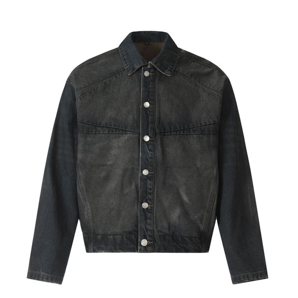 European And American High Street INS Style Turn-Down Collar Button Washed Denim Jacket Coat_viptrois.com