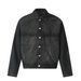 European And American High Street INS Style Turn-Down Collar Button Washed Denim Jacket Coat_viptrois.com