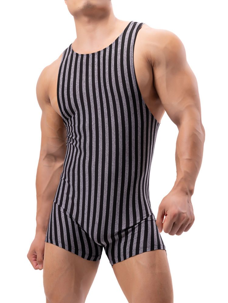 Men's Clothing men's new jumpsuit vertical striped pajamas sports jumpsuit men's underwear men_viptrois.com