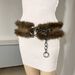 Y2K Glam Faux Fur Chain Belt With Rhinestones - Adjustable Wide Waist Belt For Retro & Edgy Outfits_viptrois.com