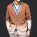 Men's Slim-Fit Gradient V-Neck Knit Cardigan – Korean-Style Lightweight Sweater For Autumn, Casual Layering Pullover_viptrois.com