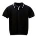 Men’s Slim-Fit Polo Shirt – Korean Style, Silk-Blend, Breathable & Lightweight (M-3XL, Black/White)_viptrois.com