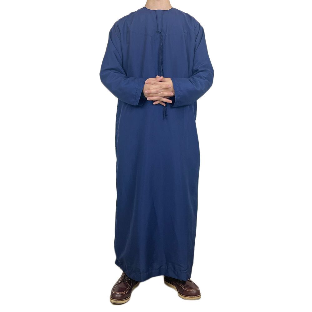 Men's Clothing men's robe solid color pocket design round neck long clothing_viptrois.com