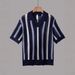 Men's Summer Short Sleeve T-Shirt - Geometric Color Block Striped Casual Knit Top, Relaxed Fit, Breathable Polyester Blend_viptrois.com