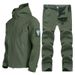 Pulse Outdoor Set For Men Winter Warm Soft Shell Jacket And Pants Fishing Skiing Hiking Fleece Camouflage_viptrois.com