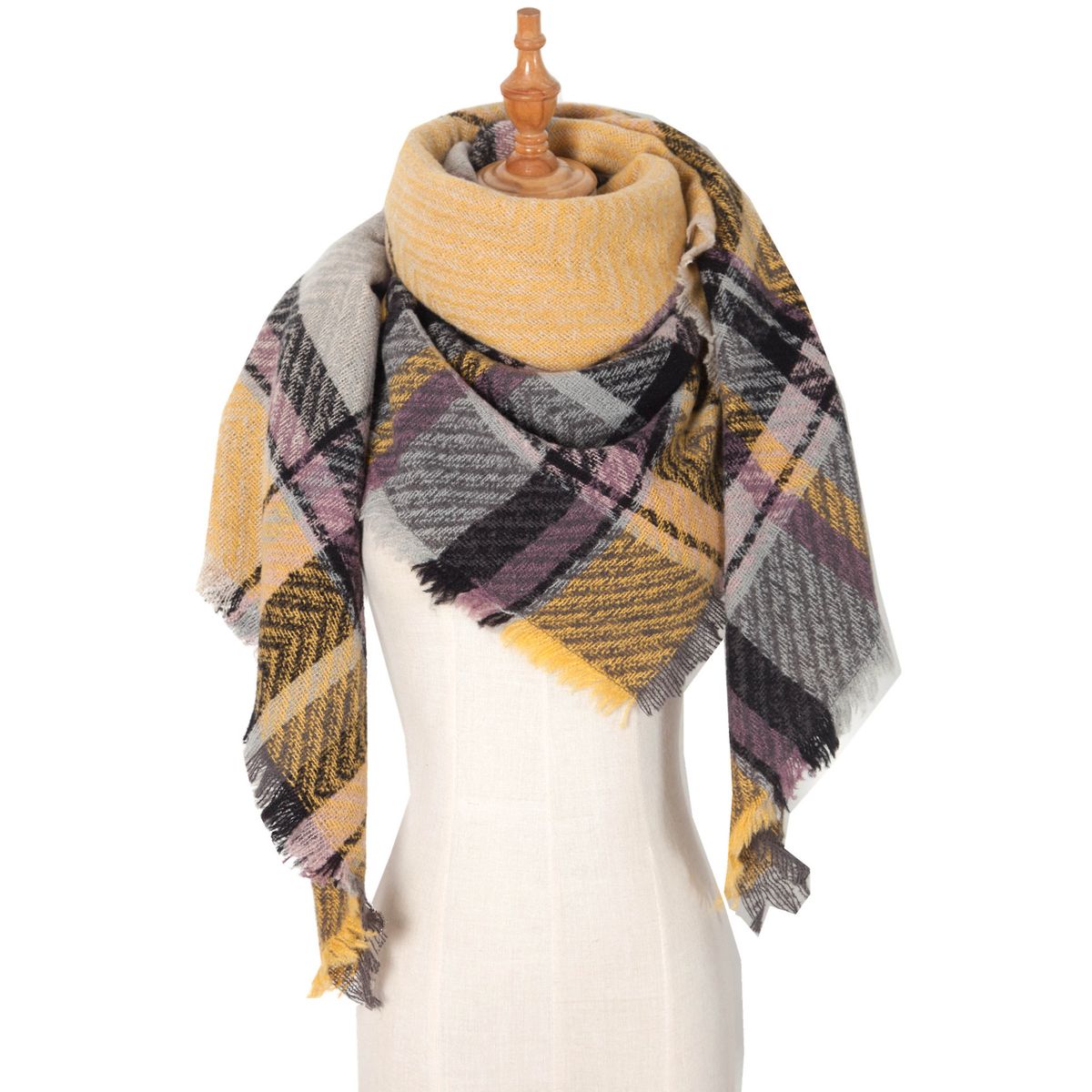 Unisex Scarf embroidered polyester thick fishbone scarf square_viptrois.com