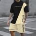Digital Printed Men's Casual Two Piece Suit Including Round Neck Short Sleeved T Shirt And Drawstring Shorts With Pockets, Breathable And Soft_viptrois.com