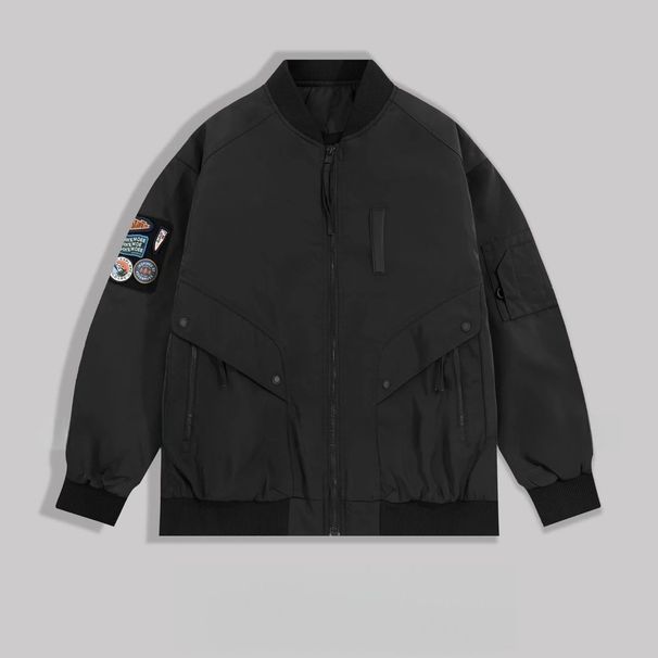Winter American Style Tough Retro Workwear Bomber Jacket Warm Cotton Coat Simple High-Quality Sports Casual_viptrois.com