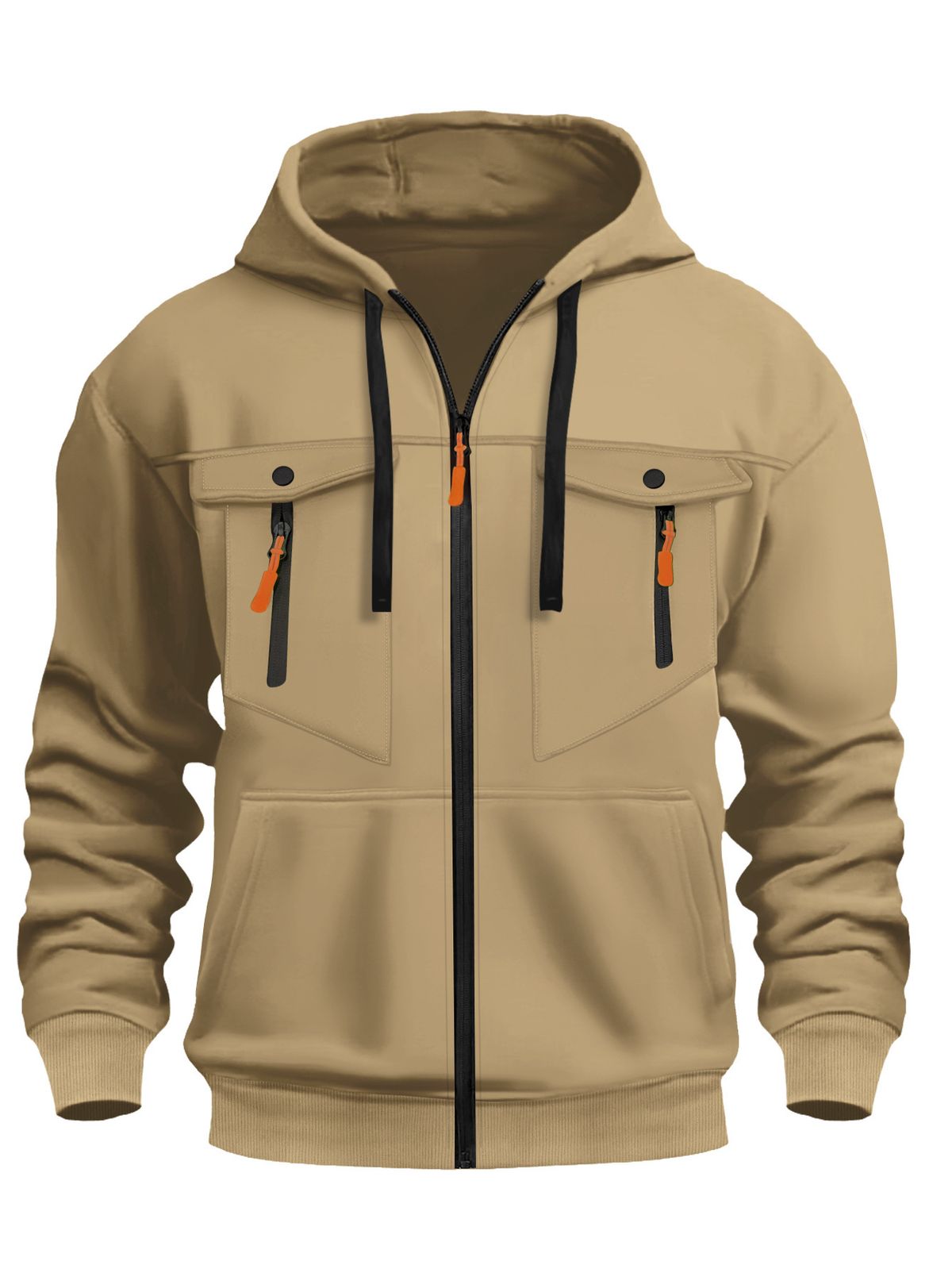 Men's Oversized Hooded Zip-Up Sweatshirt – Streetwear Fleece Jacket With Pockets, Unisex Heavyweight Pullover (S-Xxxl)_viptrois.com