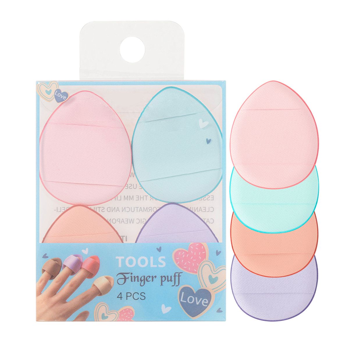 Powder Puff Wet And Dry Dual Use Facial Fingertip Makeup 4 Pack Mini Thumb Powder Puff Beauty Tool Portable_viptrois.com