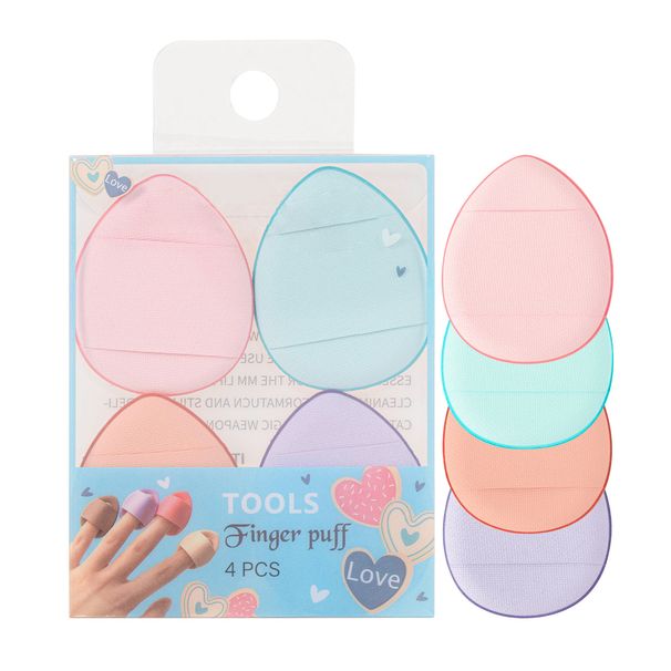 Powder Puff Wet And Dry Dual Use Facial Fingertip Makeup 4 Pack Mini Thumb Powder Puff Beauty Tool Portable_viptrois.com