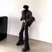 Men's Clothing Pleated Bell Bottoms Niche Design Heavy Washed Black And Gray Jeans_viptrois.com