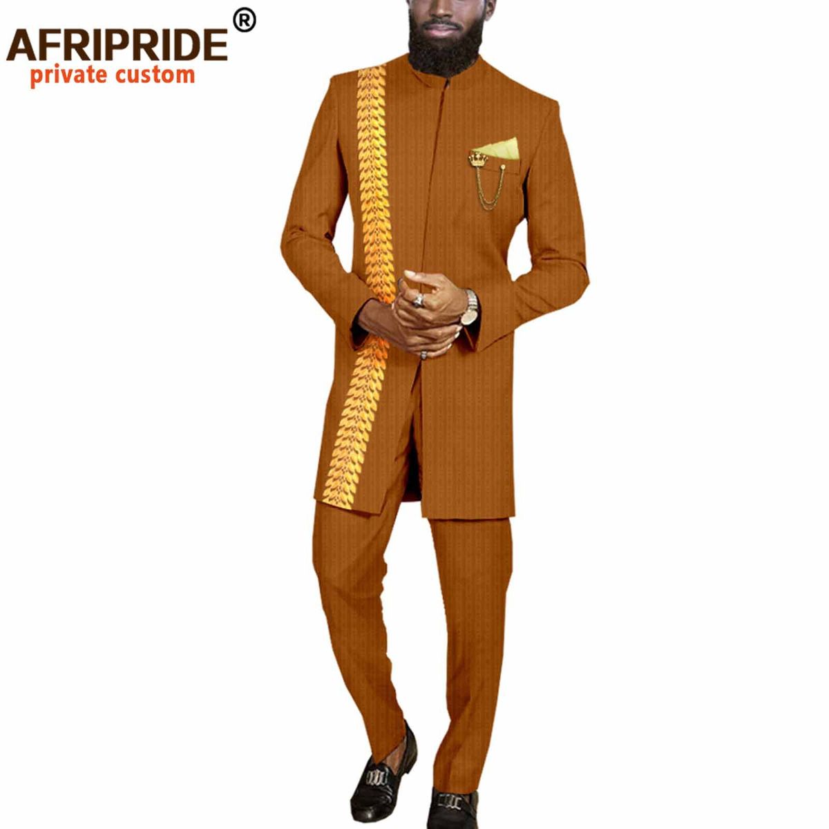 Men's clothing Embroidered men's casual jacket + trousers_viptrois.com