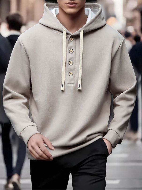 Men’s Heavyweight Hoodie – 280g Cotton-Blend, Relaxed Fit, Streetwear Style (Black/Navy/Brown/Light Gray, S-XXL)_viptrois.com