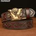 New Male China Dragon Belt Cowskin Genuine Leather Belt For Men Carving Dragon Pattern Automatic Buckle Belt Strap For Jeans B0033_viptrois.com
