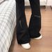 Black Flared Workwear Jeans For Men And Women, New Design, Loose Fit, High-waisted Bell-bottom Pants_viptrois.com