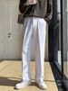 White Men's Suit Trousers Sophisticated Loose Straight Leg Wide Leg Floor Length Casual Versatile And Flowing Style for Autumn_viptrois.com