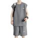 2025 Sleeveless Men's Summer Pineapple Check Loose Vest Casual Sports Two-Piece Trendy Set_viptrois.com