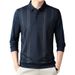 Nordmann Cross-Border Foreign Trade Dad's Outfit Striped Turn-Down Collar Long Sleeve T-Shirt Polo Spring And Autumn Middle-Aged_viptrois.com