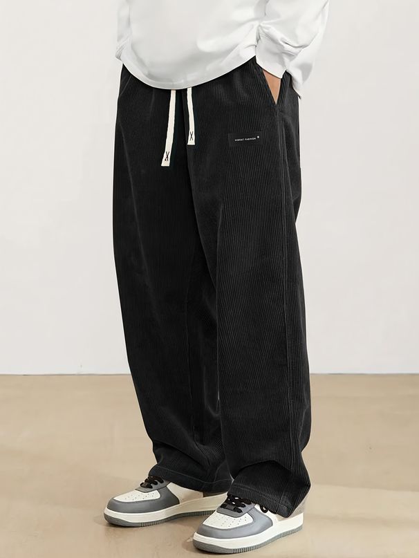 Men's Autumn New Comfortable Long Pants Loose Logo Corduroy Fabric Casual Pants_viptrois.com