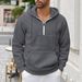 Men's Fleece Zip-Up Hoodie - Winter Warm Half-Zip Pullover With Stand Collar, Slim Fit Long Sleeve Sweatshirt For Casual & Streetwear_viptrois.com