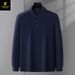 Auumn And Winer Ligh Business Hick Warm Brushed Men's Polo Long Sleeved Middle-Aged Solid Color Lapel Base 7F9_viptrois.com