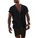 2025 Summer Men's Solid Cotton Cardigan Loose Short Sleeve Pocket Simple Casual Shirt For Men_viptrois.com