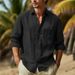 Herren-Hemden Aus Baumwolle Und Leinen, Umlegekragen, Solides Hawaii-Hemd, Leicht, Atmungsaktiv, Weißes Hemd, Lässig, Große Größe, Streetwear_viptrois.com