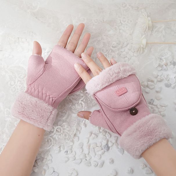 Women's Gloves Suede Flip Cover With Finger Loosening Function For Women, Autumn And Winter, Outdoor Cycling, Wear Resistant And Durable_viptrois.com