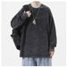 American Retro Pure Cotton Washed Long Sleeve T-Shirt For Men High Street Loose Couple Round Neck Pullover Tee Top_viptrois.com