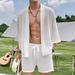 Men's Clothing Casual Shirt And Shorts Two Piece Suit New Loose Three Quarter Sleeve Shirt Men's Slim Casual Shorts Men_viptrois.com