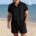 Men's Casual Vacation Beach Shirt Cross Border European American Style Versatile Short Sleeved Suit for Everyday Wear_viptrois.com
