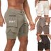 Man's clothing Summer trend Shorts Men's Muscle Fitness Brother Blue Ball Sports Running Training Breathable double-layer shorts_viptrois.com