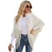 Knitted cape coat for women with fur collar fringe cape_viptrois.com
