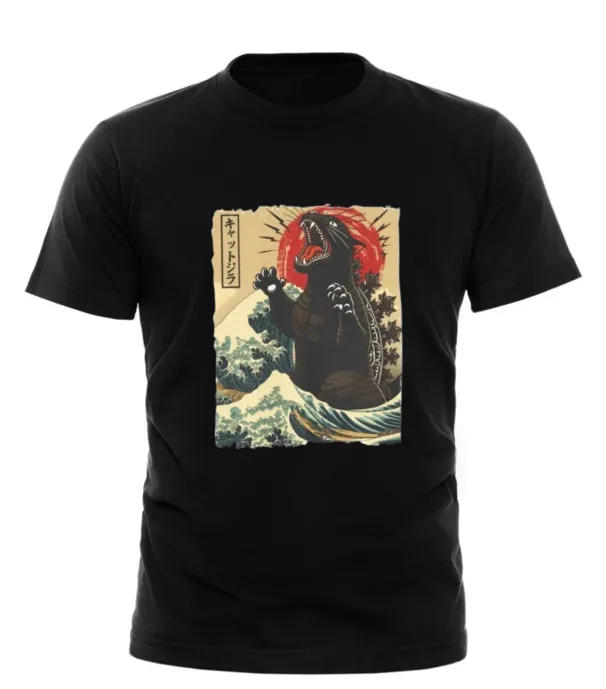 Japanese Art Godzilla T-Shirt Mens Womens Tees Top | Retro Monster Graphic Tee S-4XL Unisex Adult_viptrois.com