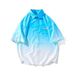 Men's Ombre Short Sleeve Shirt - Summer Casual Workwear Shirt With Ice Silk Feel (M-3XL, Quick-Dry Polyester Blend, Relaxed Fit)_viptrois.com