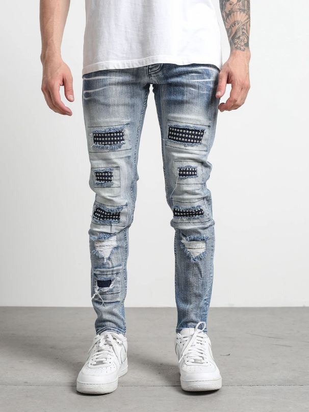 Men's Clothing High Quality Men's Worn Out Stretch Jeans Jeans Men's Jeans_viptrois.com