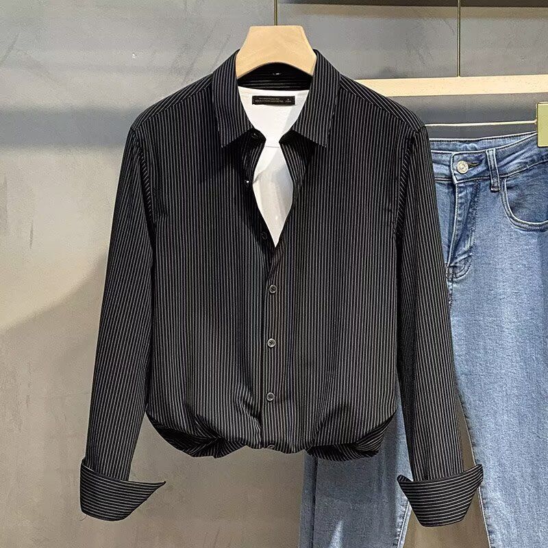 Letter Long Sleeve Shirt Loose Shirt Boys Summer Trendy All Match Casual Jacket_viptrois.com