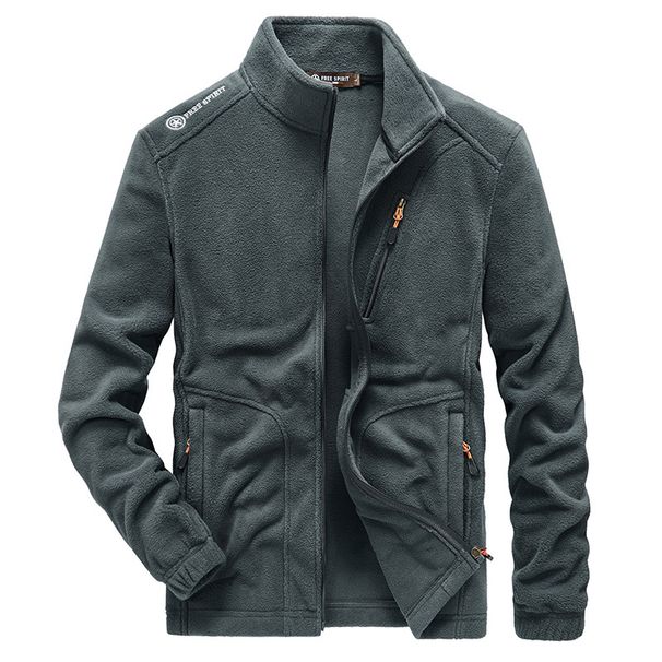 Men's Fleece Zip-Up Hoodie Jacket - Thickened Warm Winter Pullover With Stand Collar, Loose Fit Casual Fleece Coat For Outdoor & Daily Wear_viptrois.com