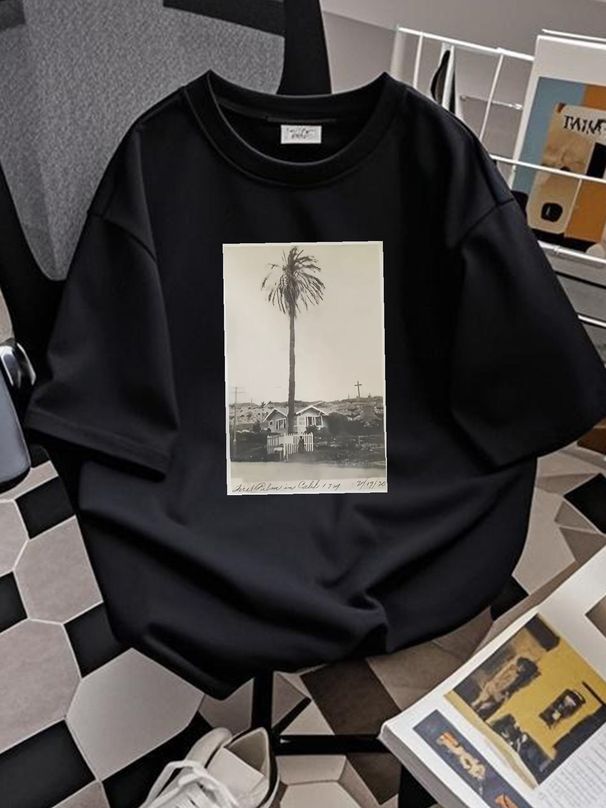 Retro Tiki T Shirt White Cotton Bar Mug Restaurant No. 65 CA First Palm Tree Versatile Soft Stylish Fashion Graphic Homme Breathable_viptrois.com