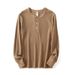 Auumn Winer Henry Collar 260g Double-Sided Waffle Washed Coon Long Sleeve Pullover Base Shir Trendy Men's_viptrois.com