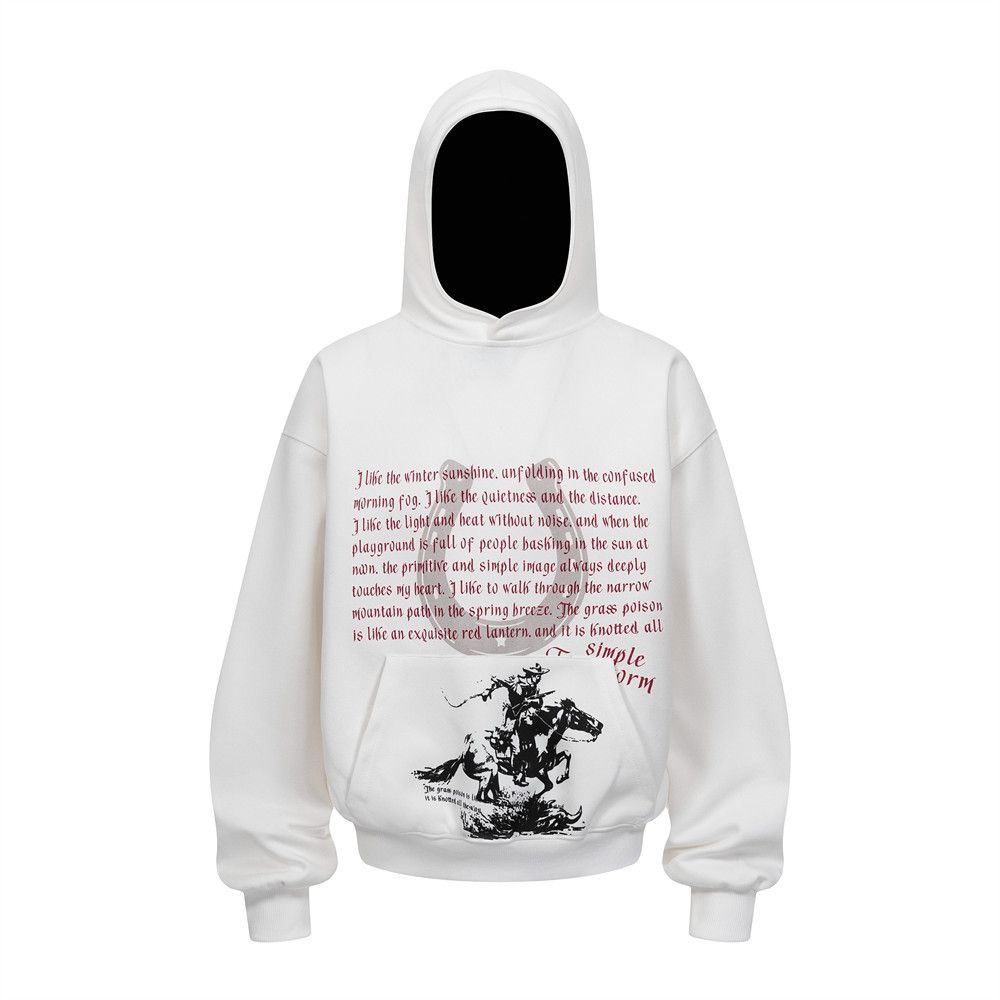 Trendy Knight Character Print Hoodie Loose Fit Men's Spring Autumn Casual Niche Pullover_viptrois.com